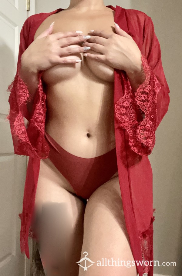 Sexy Red Sheer & Lace Robe