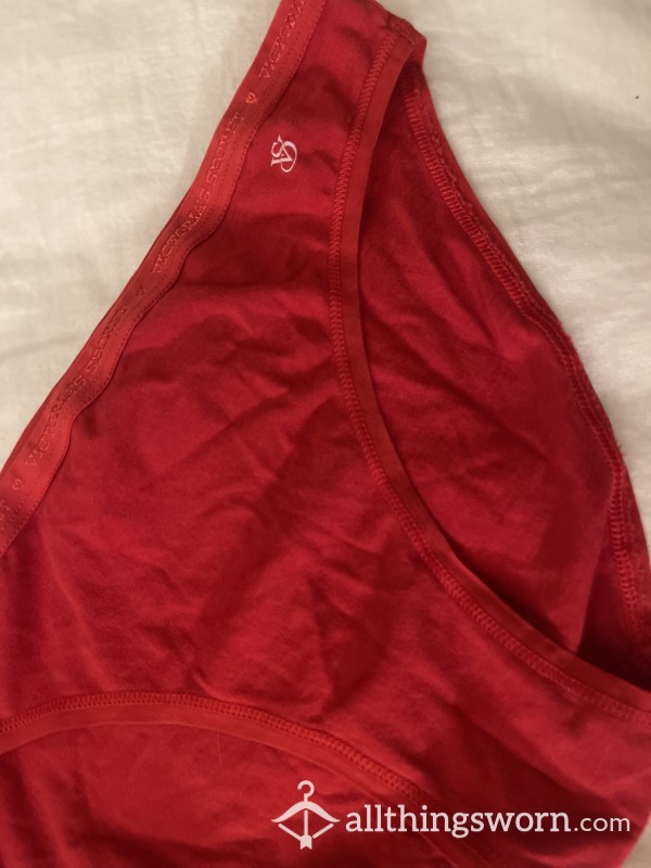 Sexy Red Underwear Worn And Creamy