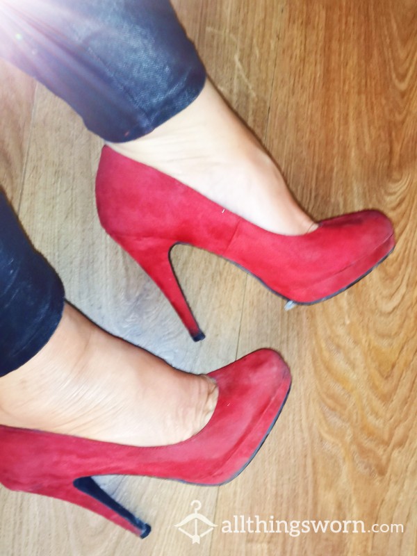 Sexy Red Well Used Size 5uk High Heels 💯👠👠👠👠 A Must Have For Any Foot Lover 💋💋💋