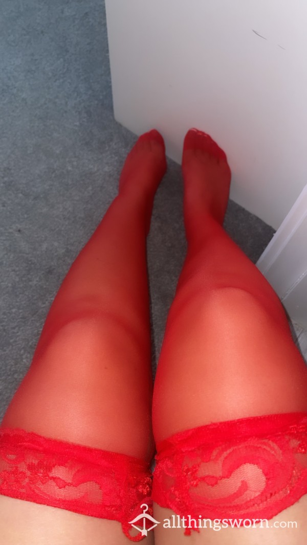 Sexy Red Worn Stockings