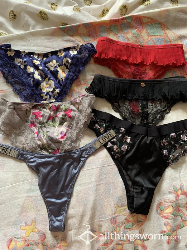 Sexy Silk And French Lace Thongs