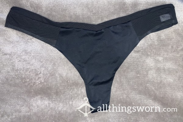 Sexy Silky Black Thong Worn 8+ Hours Customizable