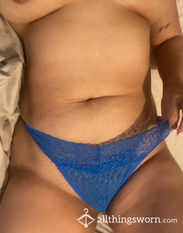 Sexy Soft Royal Blue Lacey Thongs. 24 Hour Wear. Free Pictures- Free 3 Min Playing Video- Free Royal Mail Post 🦋🦋🦋