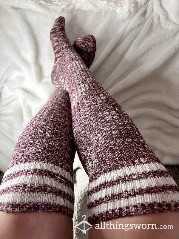 Sexy Striped Knee High Or Thigh High Socks. Ribbed And Well Loved