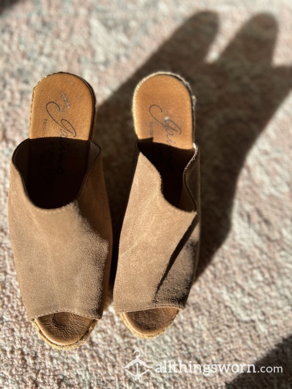 SEXY & SWEATY Leather Slide  Wedge Sandals