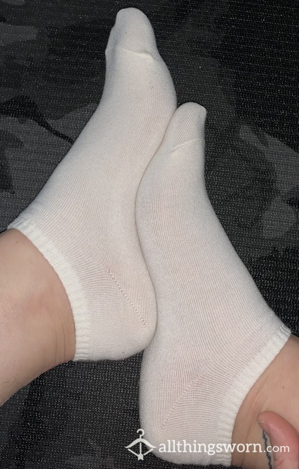 Sexy Thin White Old Navy Ankle Socks Worn 8+ Hours (or More!)