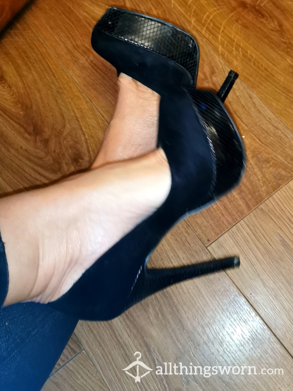 Sexy Black High Platform Heels 👠👠👠well Worn Size 5. Really Hot 🔥£30.🔥🔥