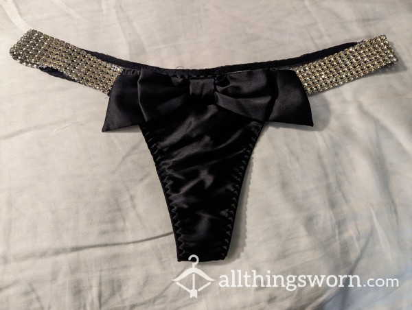 Sexy VS Black Bow Tie Thong