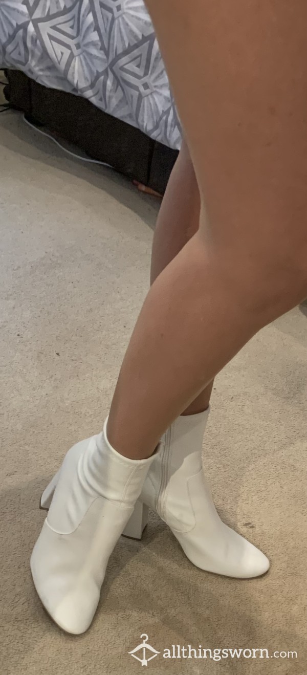 Sexy White Ankle Boots