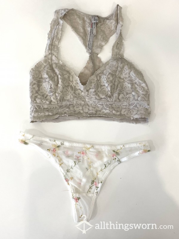 Sexy White Floral Lingerie Set