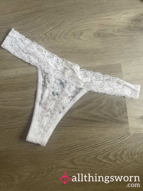 Sexy White Lace Thong Worn To Your Liking