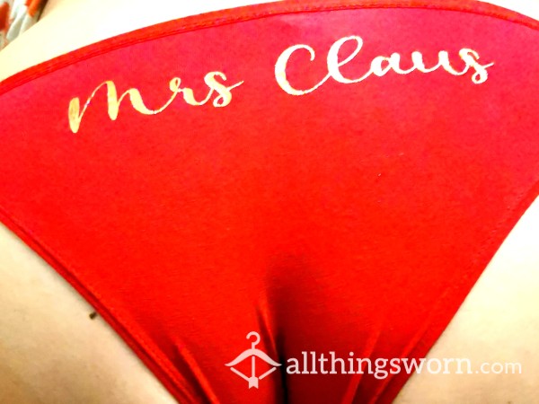Red Mrs Claus Panties / Knickers With Little White Pom Poms. Really Hot 💯🔥🔥size 16 /18. Very Wet And Smelly Pair. Order Today To Have For Christmas 💋💋💋£15