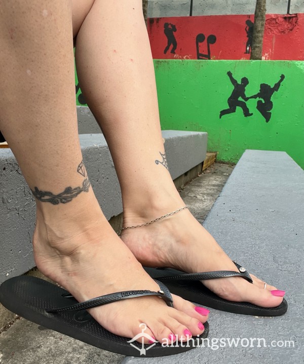 Sexy Worn Havaianas Flip Flops, Visible Imprints