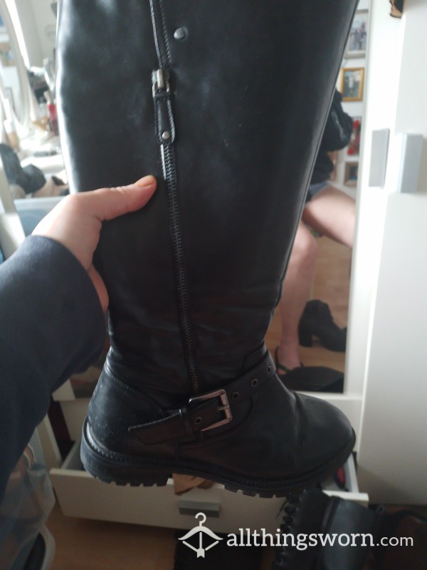 Sexy Worn Leather Boots