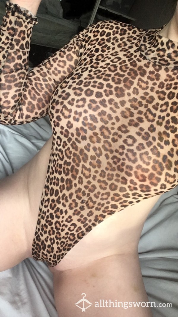 Sexy Worn Leopard Print Sheer Bodysuit