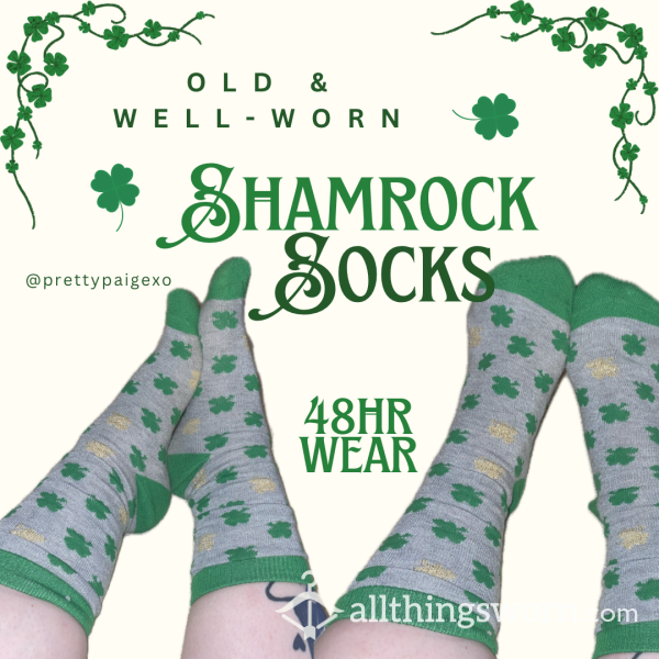 Shamrock Socks ☘️ Tall, Old & Well-worn 💚 48hr Wear, Small Feet 👣