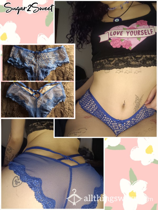 ✨️Sheer Blue Strappy & Lacey Cheeky Style Panty✨️ Free U.S Shipping!