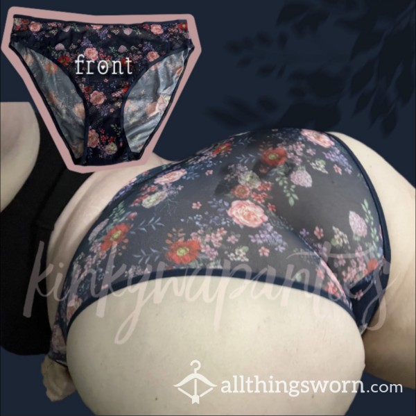 Sheer Floral Briefs - Includes 48-hour Wear & U.S. Shipping