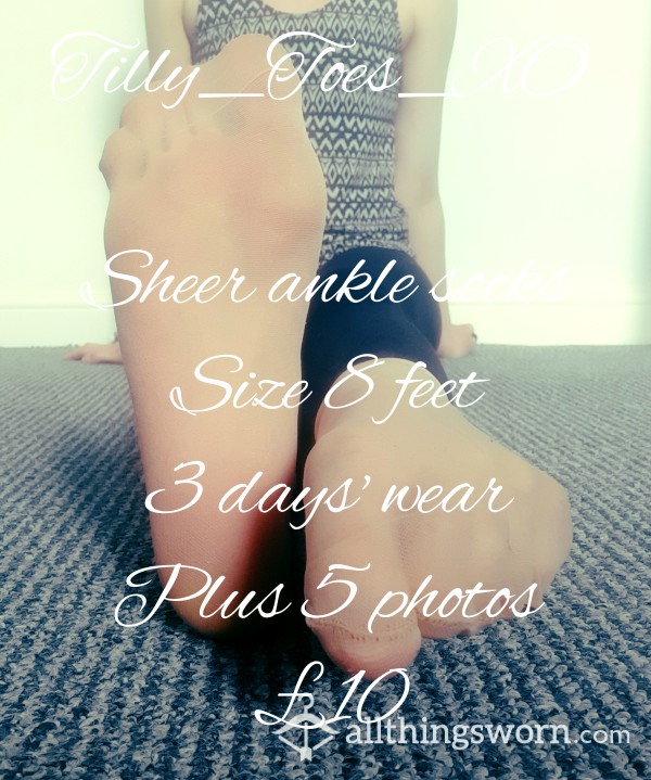 Sheer Nude Ankle Socks - Size 8 Feet