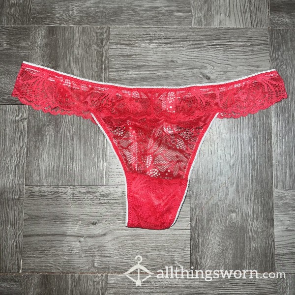 Sheer Red Lace Thong