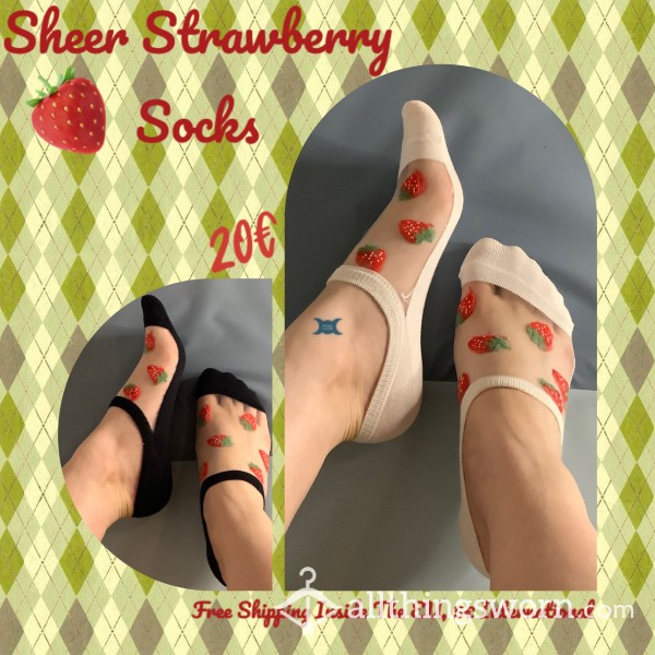 Sheer Strawberry Socks 🖤🍓🤍