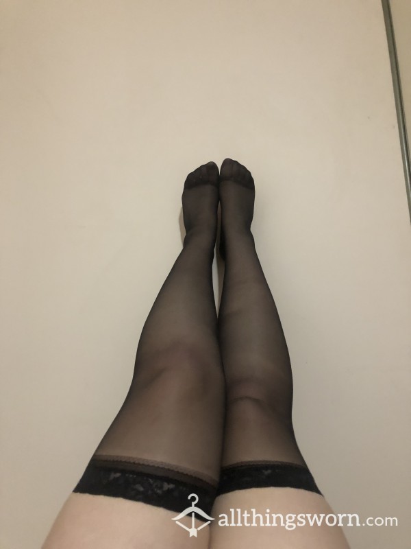 Sheer Thigh Highs With Lace Detail