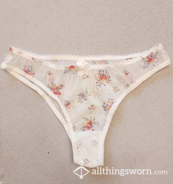White Sheer Floral Panty!