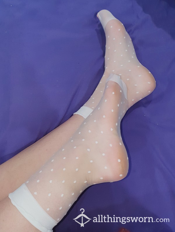 Sheer White Spotty Socks