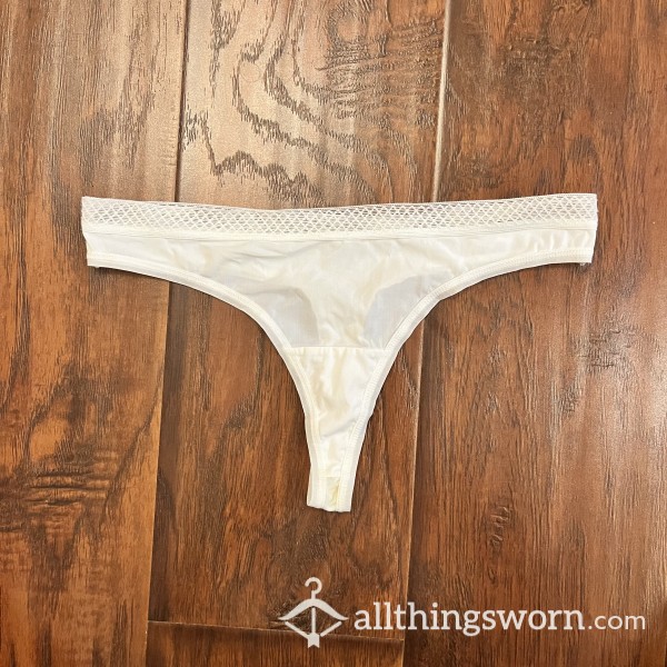 Sheer White Thongs With Lace Details