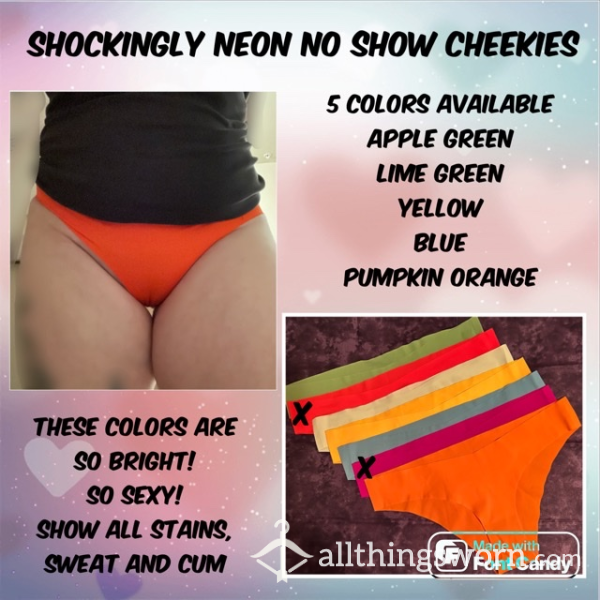 Shockingly Neon No Show Cheekies - 5 Colors Available