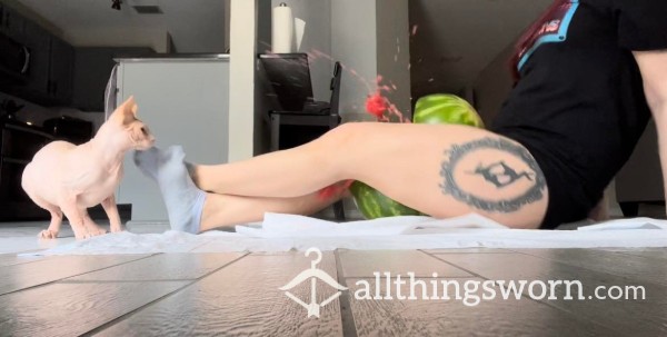 Short 9 Sec. Video Of Squishing A Watermelon Between My Thighs