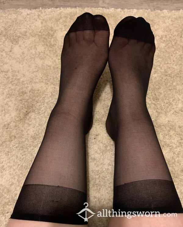 Short Black Nylon Socks