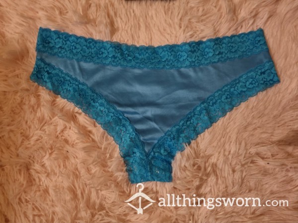Silky Blue Panties With Lace Details