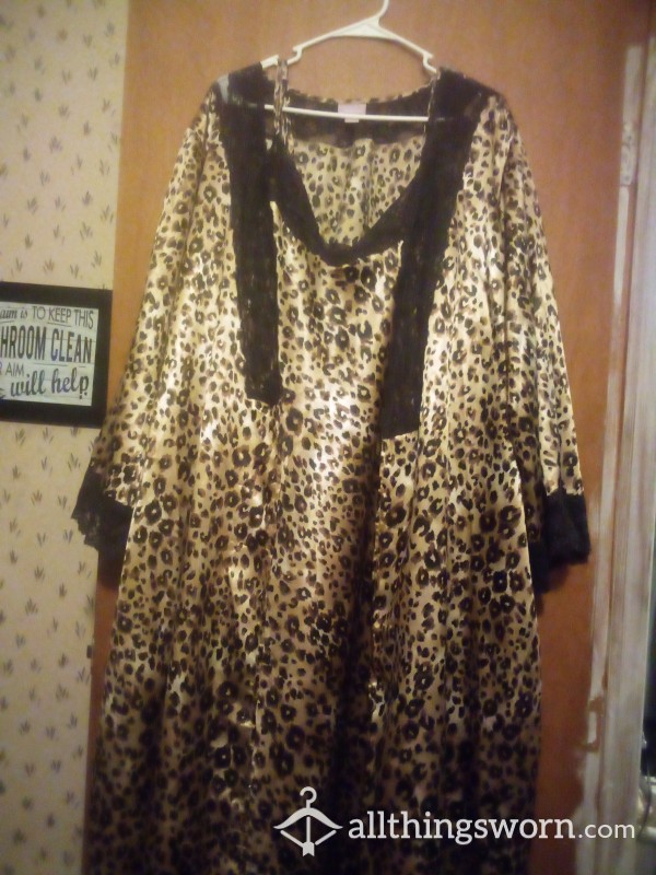 Silky Leopard Print Teddy With Matching Robe