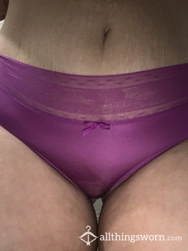 Silky Purple Bikini Panty Worn On Stage Cute Bow! Size M