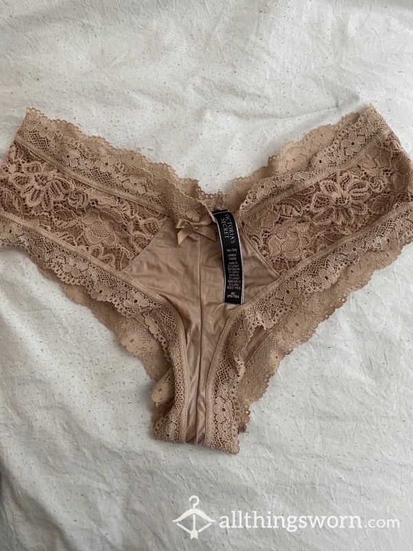 Silky Tan Lingerie Panties With Lace And Bow Victorias Secret