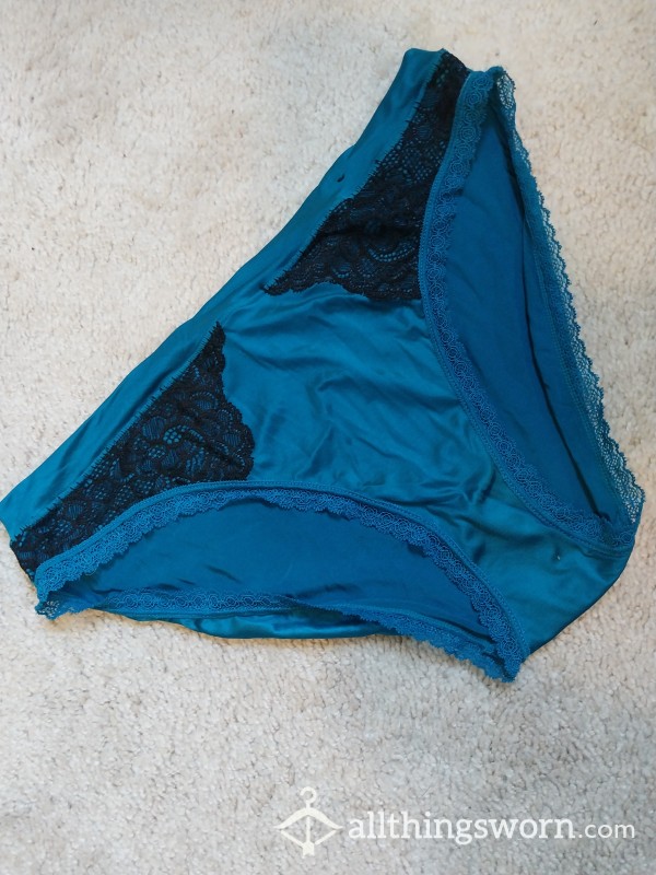 Silky Teal And Lace W/ Cotton Gusset