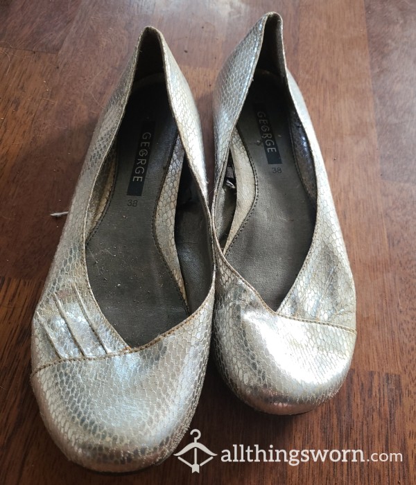 Silver Flats,  Worn Lots With Bare Feet.. These Are Truly Battered Beauties