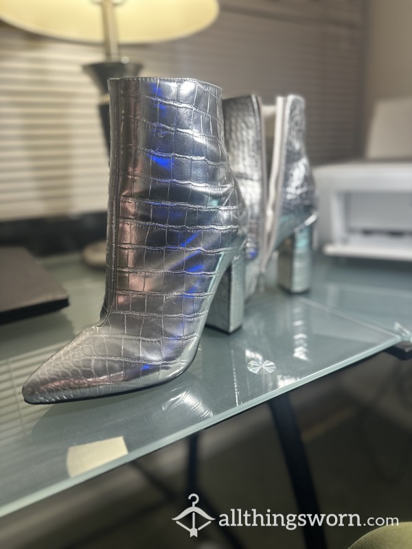 Silver High Heel Boot