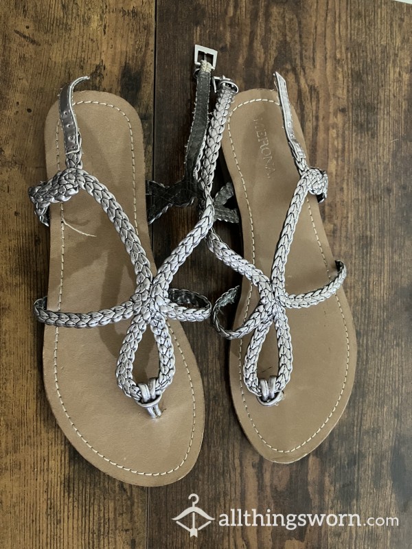 Silver Sandals - 12 Years Old- US Shipping Included