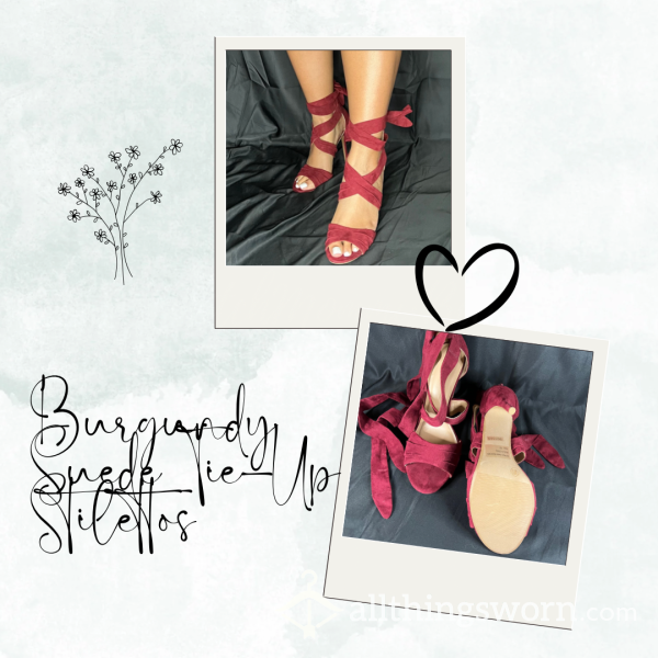 Burgundy Tie-Up 4” Stilettos Size 10