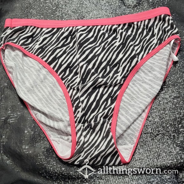 Size 10 Skinfully Sweet Zebra Print Panties With Pink Trim