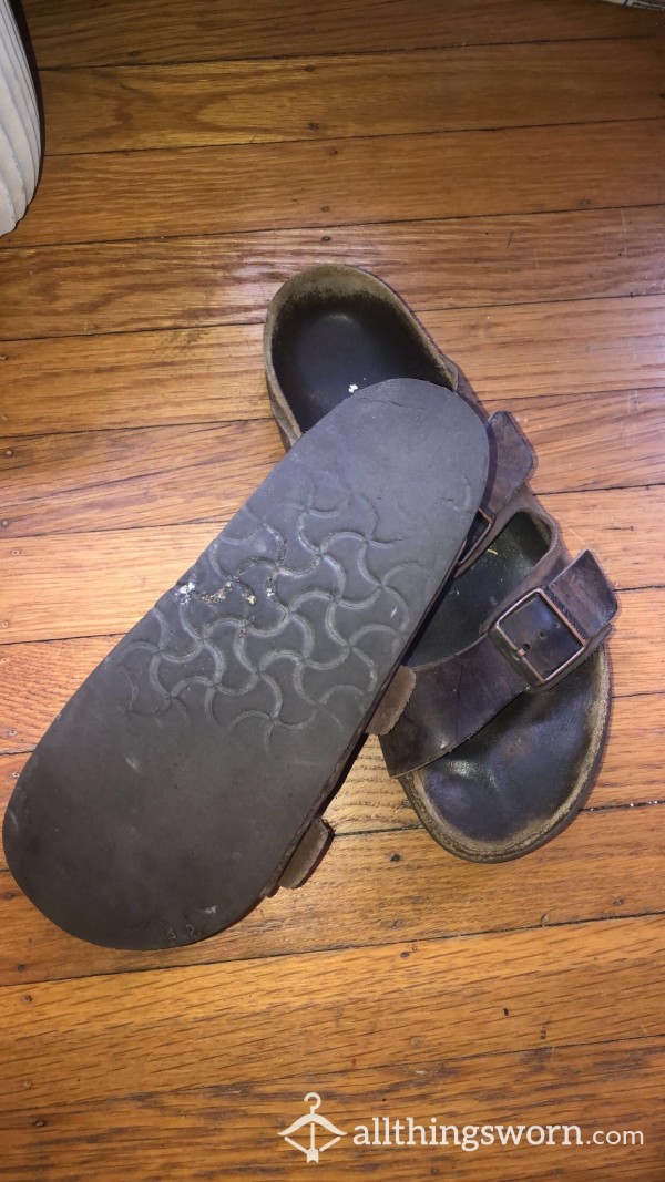 Size 11 Brown Leather Birkenstocks Worn About Everyday For 3 Years Around The Mountains And The City. Perfect For You <3