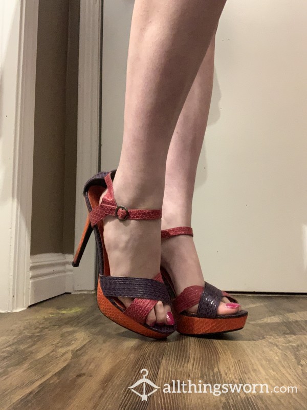 Size 11 Multicolored Strappy Open-toe Heel