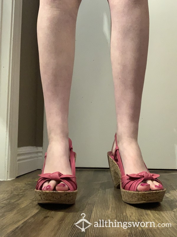 Size 11 Pink Bow Wedge Heels
