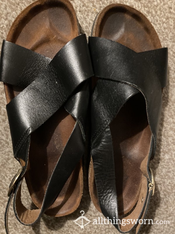 Size 5 Black Sandals Well Worn