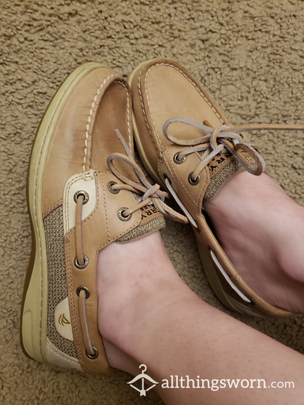 Size 6 Tan/khaki Sperry's. Gently Used But Willing To Wear Them Out!