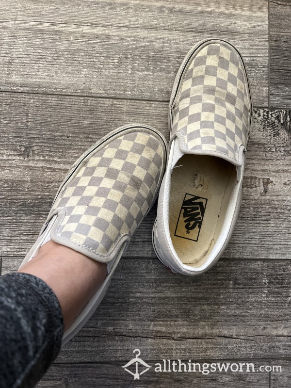 Size 6.5 Checkered Vans That Have Been Worn Everyday For Over A Year!
