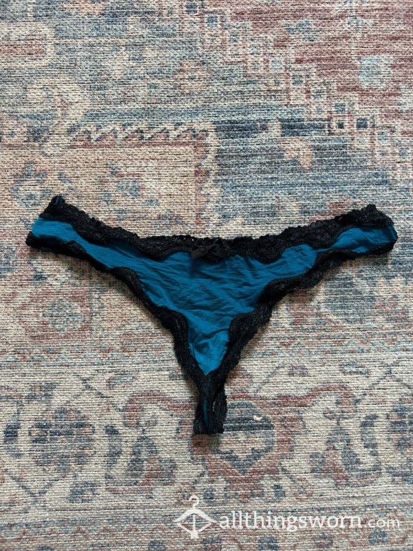 Size S Blue Lace Thong