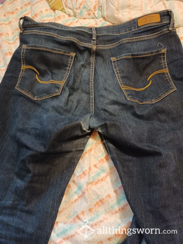 Size US 16 Levis Jeans With Hole In The Crotch.Well Worn And Beloved Work Pants
